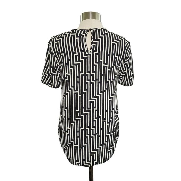 GP & J Baker X H&M Black & Ivory Geometric Print Blouse - Picture 4 of 8